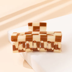 Brown Hair Clip Barrettes Rectangular Claw Clips For Women No Slip Grip
