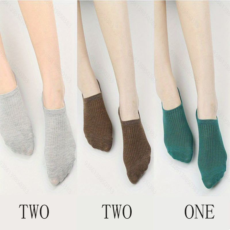 5 Pairs Solid Ankle Socks Women's Stockings