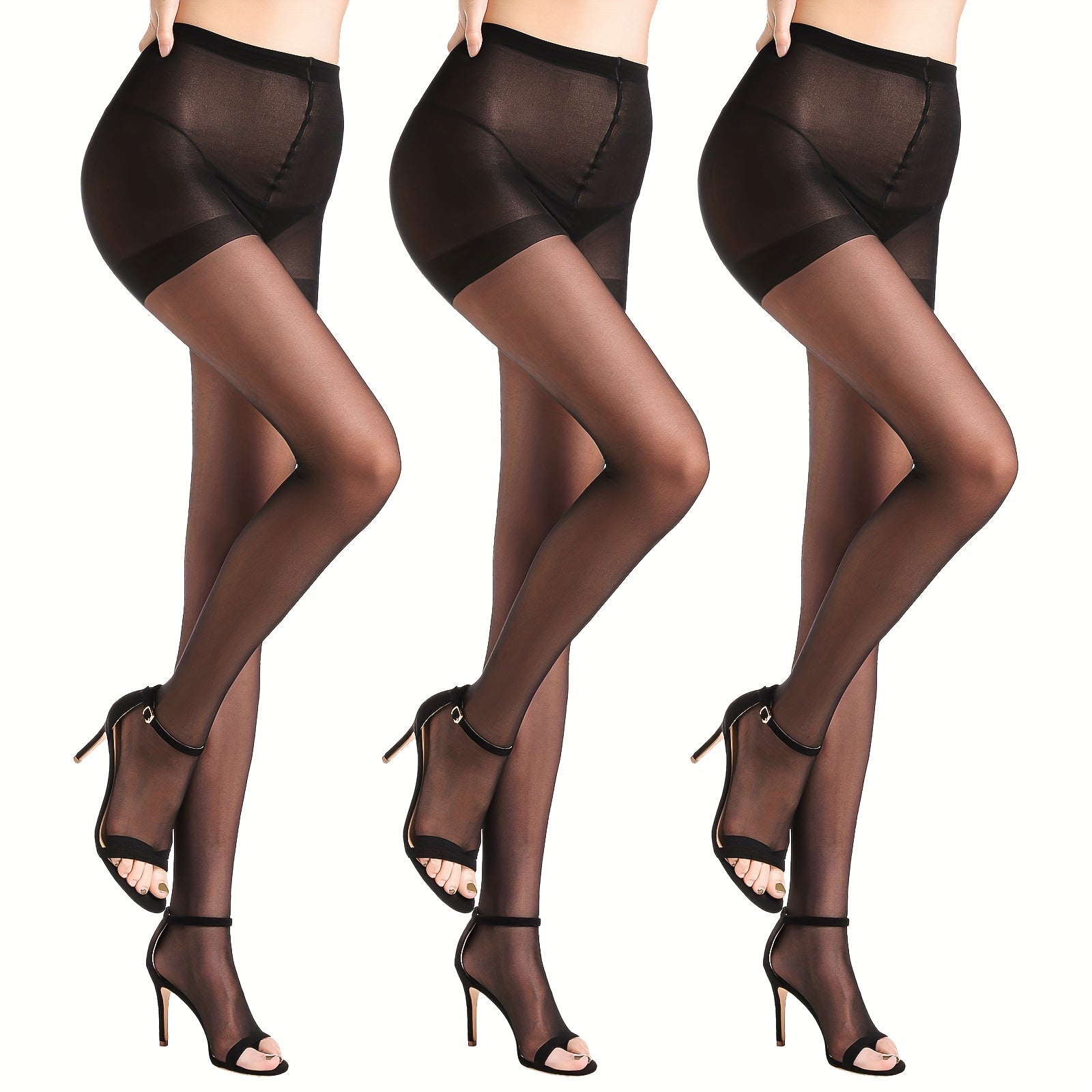 3 Pack Toeless High Waist Sheer Pantyhose