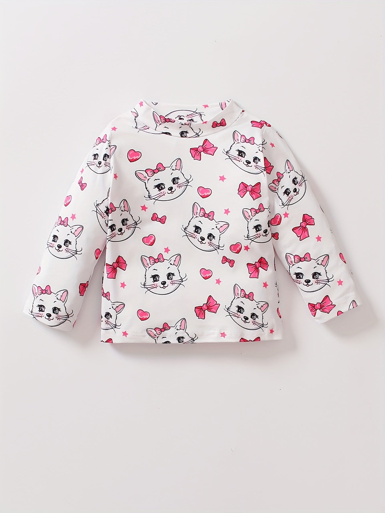 Girls Cat Bow Heart Graphic Sweatshirt Kids Long Sleeve T shirt