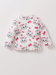 Girls Cat Bow Heart Graphic Sweatshirt Kids Long Sleeve T shirt