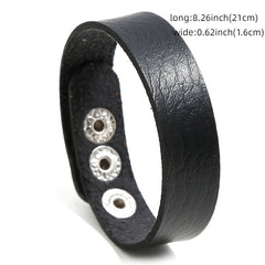 Adjustable Leather Bracelet Cuff Wristband