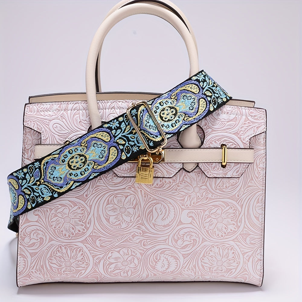 Embroidery Pattern Adjustable Strap Wide Nylon Handbag Belt