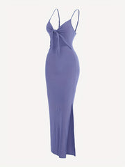 Sexy Ribbed Maxi Dress with Side Split