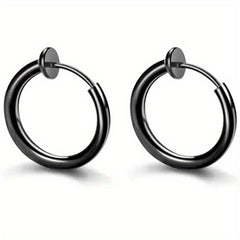 2pcs Stainless Steel Spring Ear Clips Hip Hop Ear Buckle Jewelry