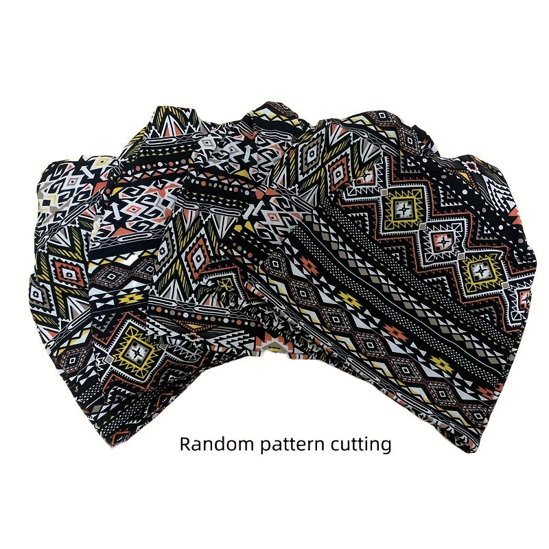 Geometric Pattern Baggy Slouchy Chemo Sleep Beanie Hat Elastic Cap
