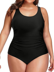  Swimsuit Women's Plus Solid Tummy Control One Piece Bathing Suit