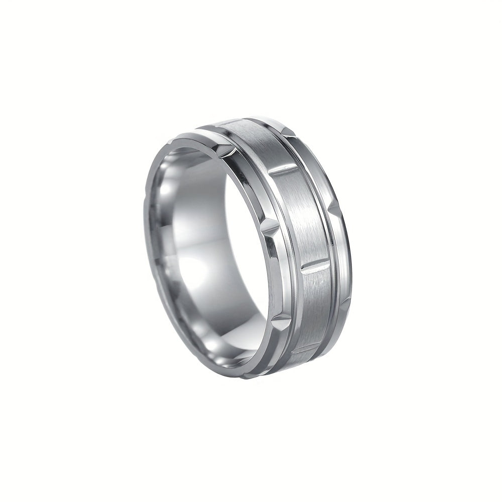 Men's Stainless Steel Single Ring Vacuum Plated Casual Jewelry