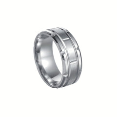 Men's Stainless Steel Single Ring Vacuum Plated Casual Jewelry