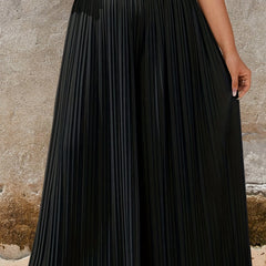  Solid High Rise Wide Leg Trousers