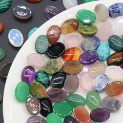 Natural Crystal Oval Ring Face DIY Inlaid Stone Jewelry