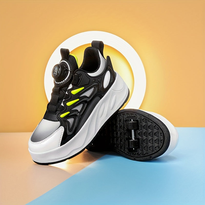Boy's Roller Shoes Rotating Buckle Skate Sneakers Kids Teen Outdoor