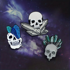 Crystal Column Skull Brooch