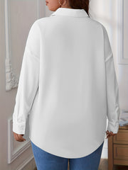  Solid Long Sleeve Button Up Workwear Shirt