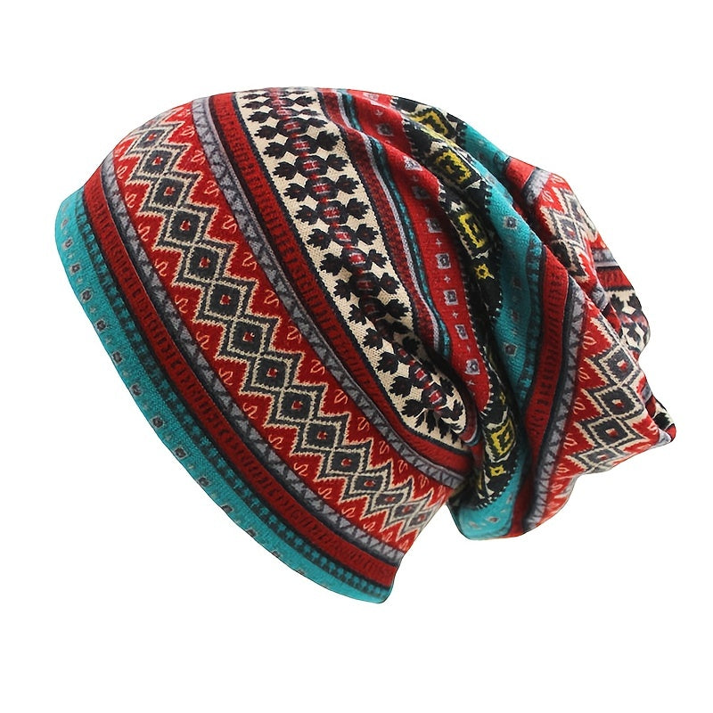 Vintage Boho Style Beanie Hat Scarf Combo