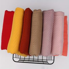 Solid Pleated Scarf Hijab Casual Shawl Soft Sunscreen Windproof Head Wrap Turban
