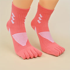 10 Pairs Striped 5 Finger Socks Mid Tube Women's Stockings