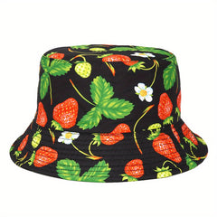 Plant Fruit Print Fisherman's Hat Double Sided Sun Hat
