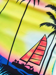 Girls Swimsuit One Piece Tankini Coconut Tree Landscape Print Quick Dry