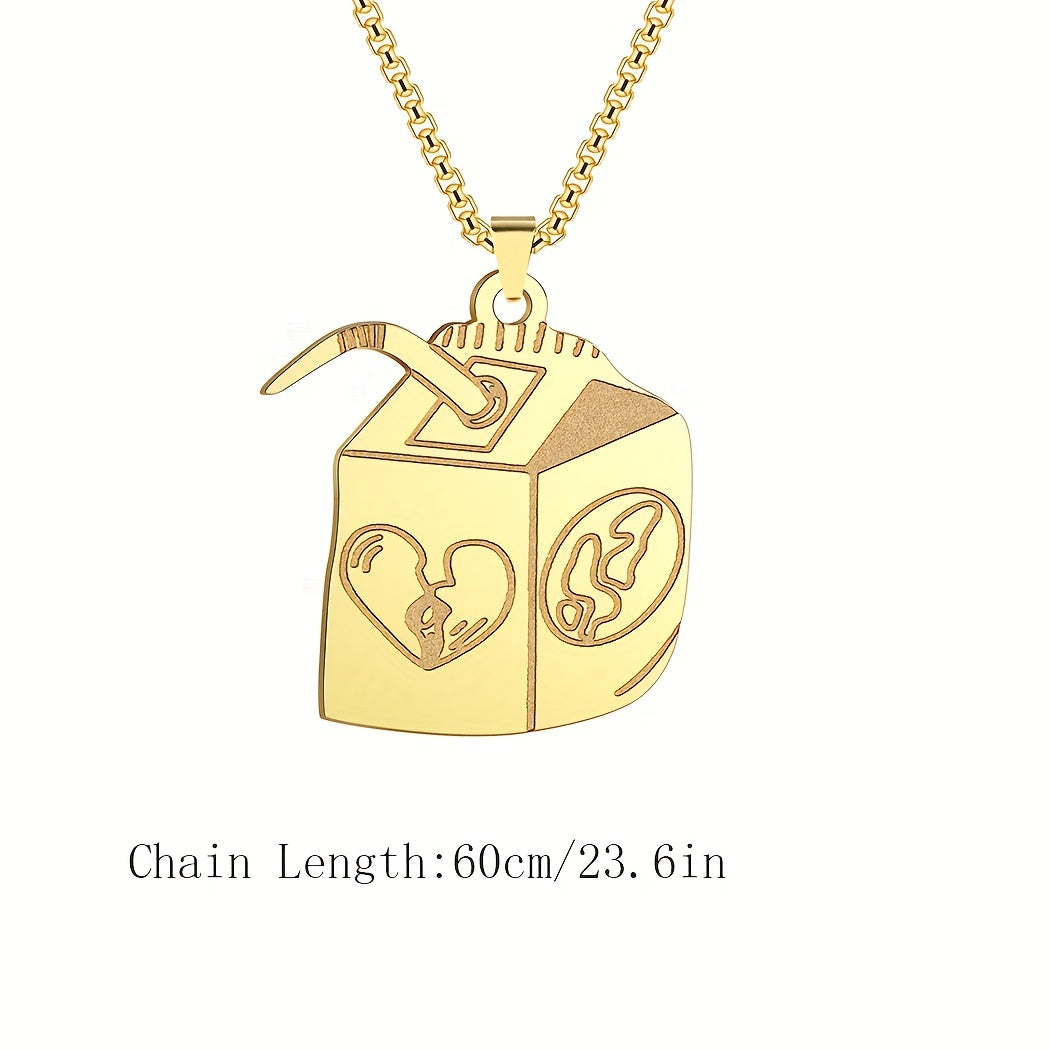 Juice Box Stainless Steel Pendant Necklace Unisex Choker