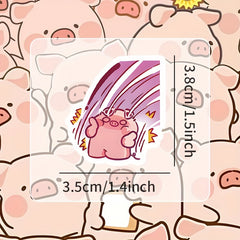 60 Pig Cartoon Stickers Fun Vinyl Decals for Devices & More