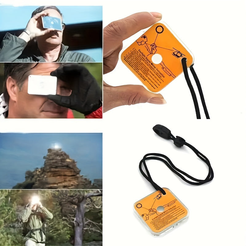 Reflective Signal Mirror w/ Rope - Outdoor Survival Tool