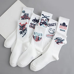 8 Pairs Funny Letter Graffiti Socks Women's Mid Tube Stockings