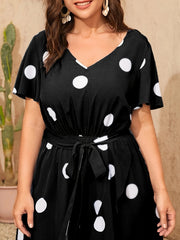  Boho Dress Women's Plus Dot Print Wrap Dress