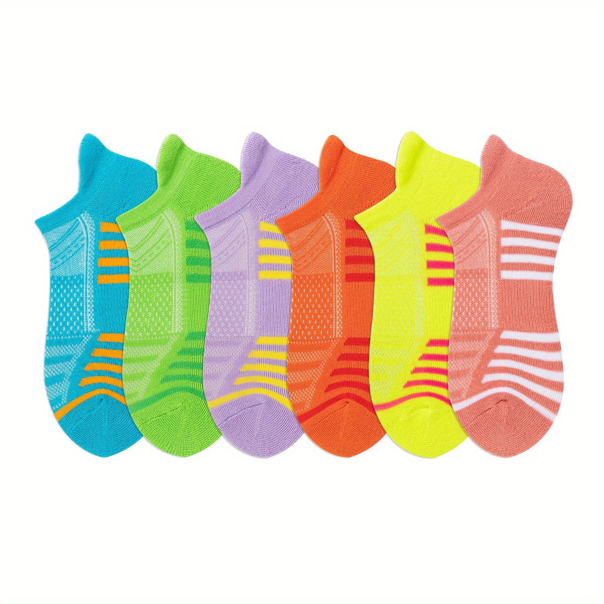 6 Pairs Women's Striped Short Socks Soft Lightweight Low Cut Sports Stocking