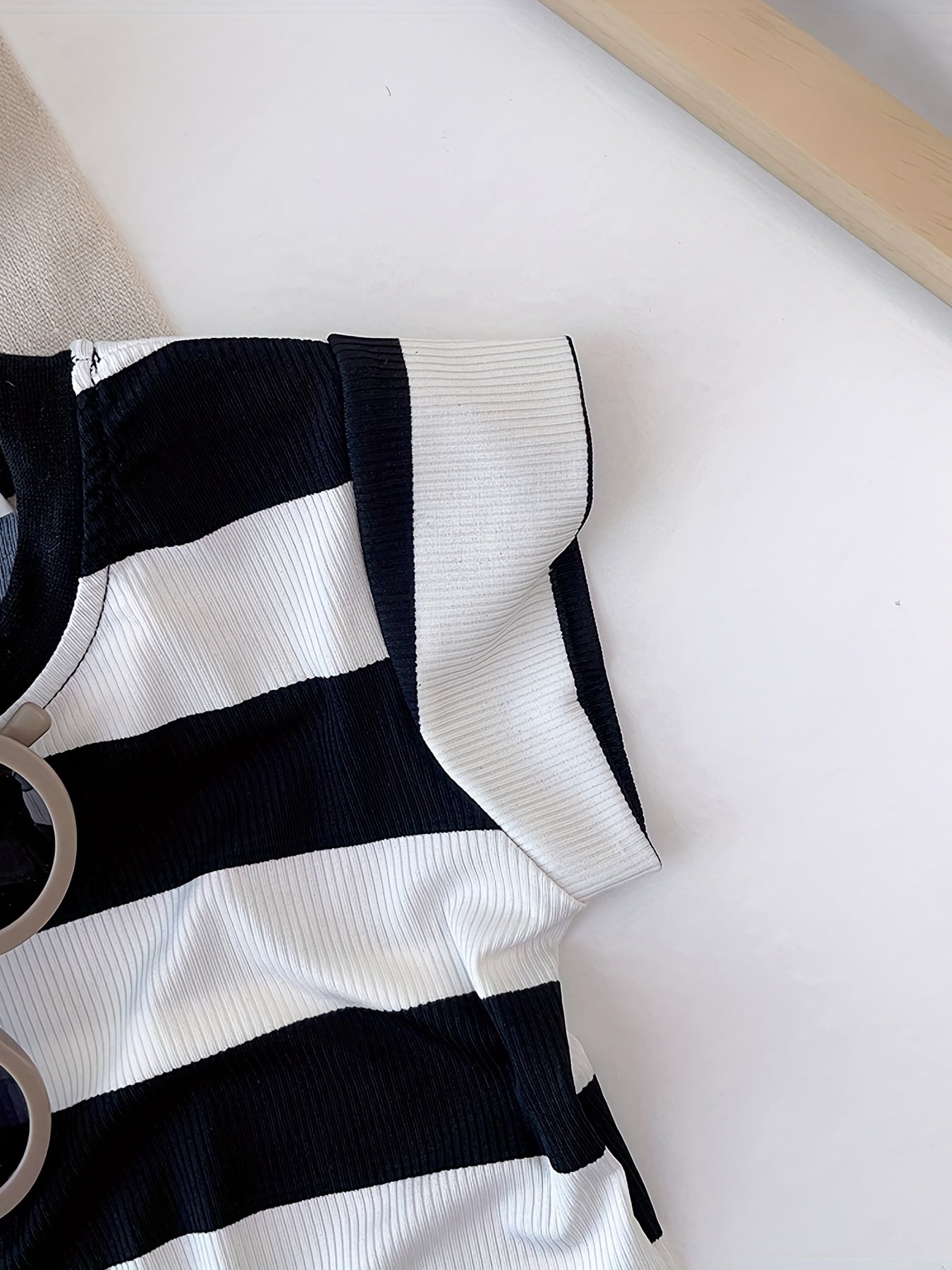Girls' Striped Print Sleeveless Dress Slim Fit