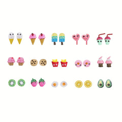 15 Pairs Hypoallergenic Animal Unicorn Donut Stud Earrings for Girls