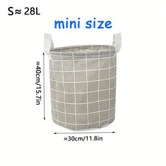 Fabric Cotton Linen Clothes Basket Waterproof Storage Plaid Design