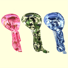 Men's Silk Camo Durag Set - Pirate Hats & Long Tail Headscarves
