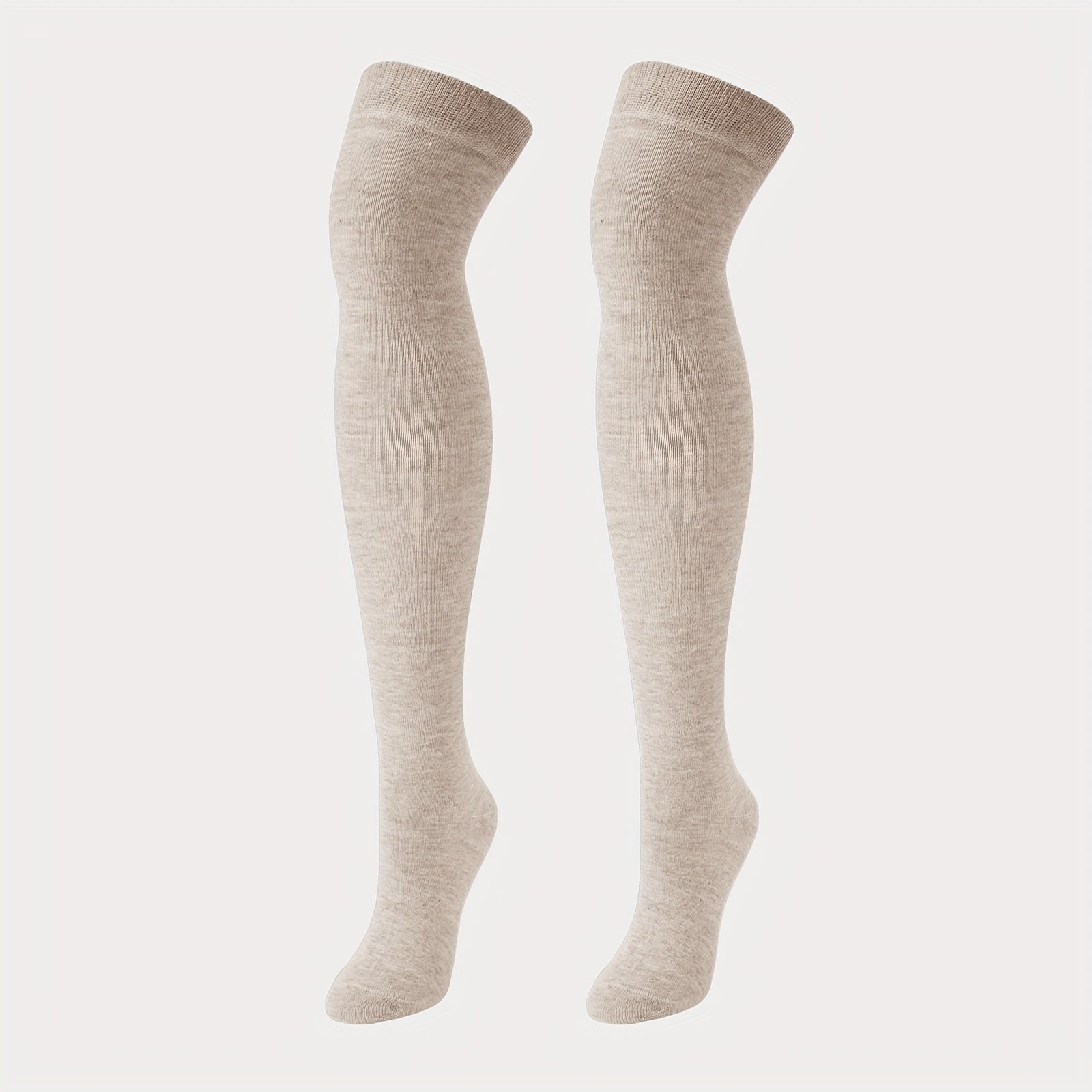 Solid Thigh High Socks Warm Over The Knee Socks Women's Stockings