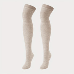 Solid Thigh High Socks Warm Over The Knee Socks Women's Stockings