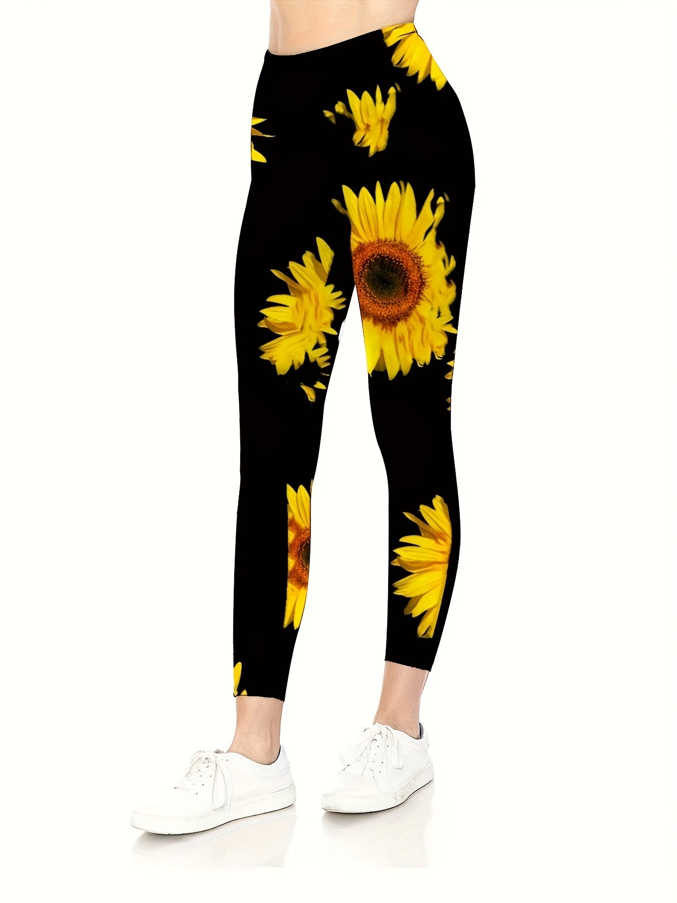 Sunflower Yoga Leggings With Pockets Women's High Waist