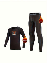 2pcs Toddler Fleece Football Set Long Sleeve Shirt & Warm Pant