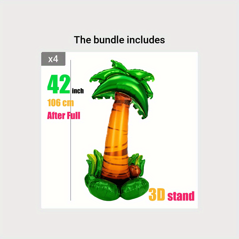 42 Inch Stand Coconut Tree Aluminum Film Balloon Hawaiian Style Decoration