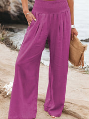 Boho Wide Leg Pants High Waist Casual Vacation Pants