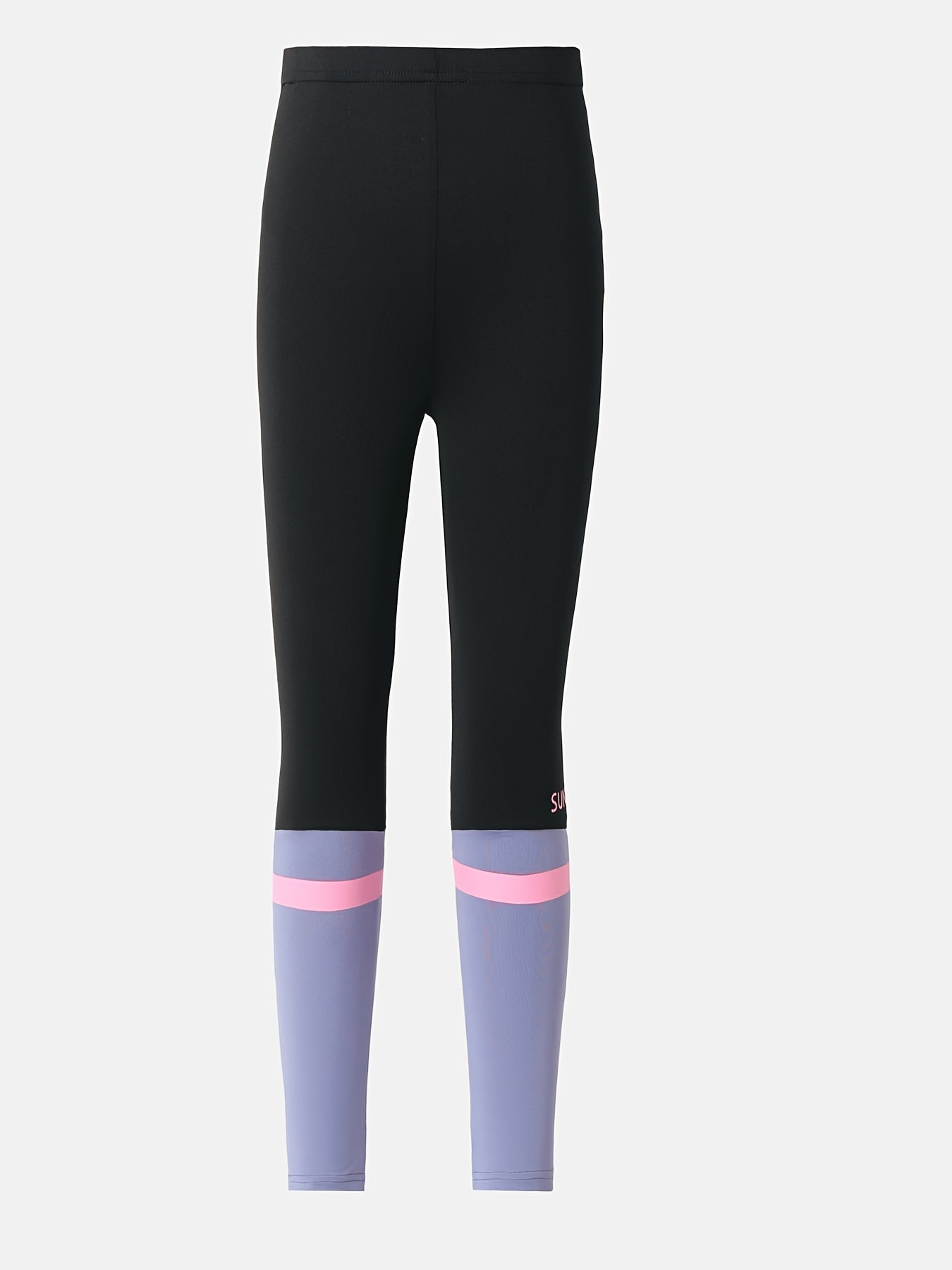 Girls Colorblock Stretch Sports Legging Pants Skinny Fit Yoga Pants