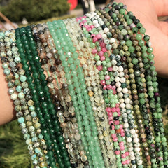 Faceted Stone Beads 2-4mm Malachite Turquoise Jade Agate Lapis Spacer