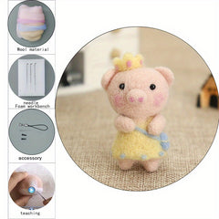 Piggy Felt Craft Kit DIY Embroidery Wool Stitch Needlework Toy Gift
