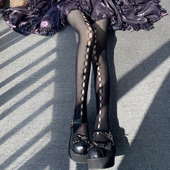 High Waist Bow Fishnet Tights Women's Stockings