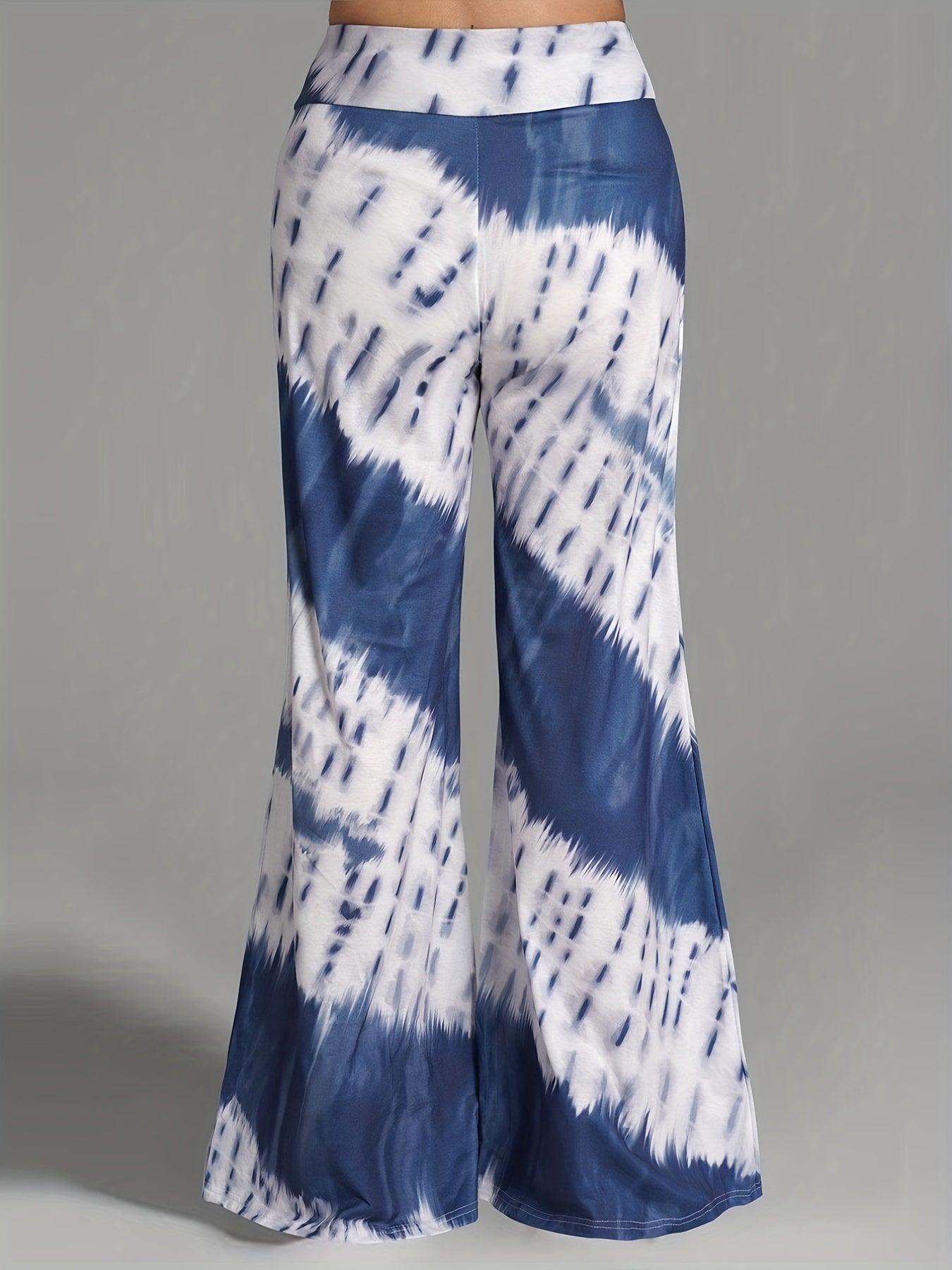 Women's Plus Tie Dye Tummy Control Flare Leg Pants