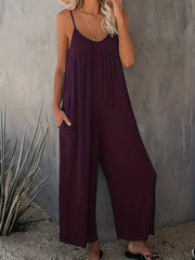  V Neck Wide Leg Summer Jumpsuit