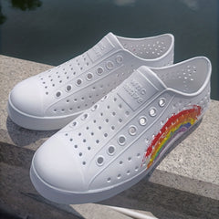 Women's Rainbow Pattern Sneakers Casual Hollow Out Shoes