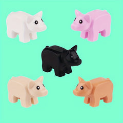 5pcs Mini Building Block Pink Piglet Farm Decoration DIY Animal Park