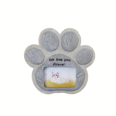 Paw Shaped Pet Memorial Stone with Photo Frame for Dogs or Cats