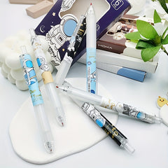 6pcs Astronaut Gel Pen Box Student Exam Finger Protector Smooth Press