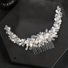 Pearl Inlaid Crystal Hair Comb for Women